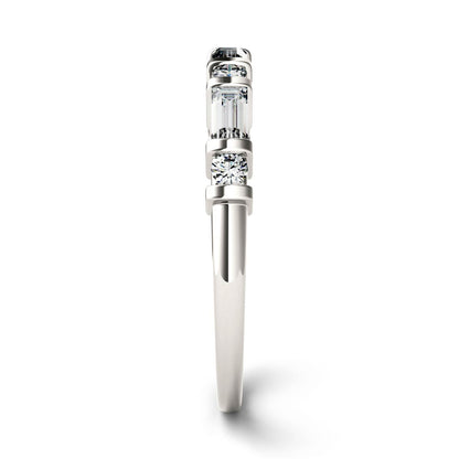 0.47 CTW DEW Alternating Straight Baguette Moissanite Band in 14K White Gold