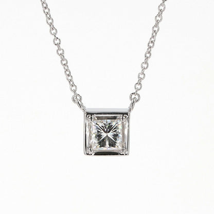 0.60 CTW DEW Square Moissanite Necklace in Sterling Silver