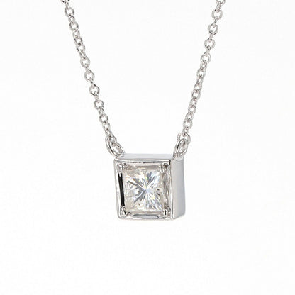 0.60 CTW DEW Square Moissanite Necklace in Sterling Silver