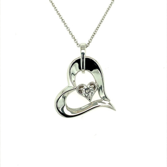 0.13 CTW DEW Moissanite Heart Pendant in Sterling Silver
