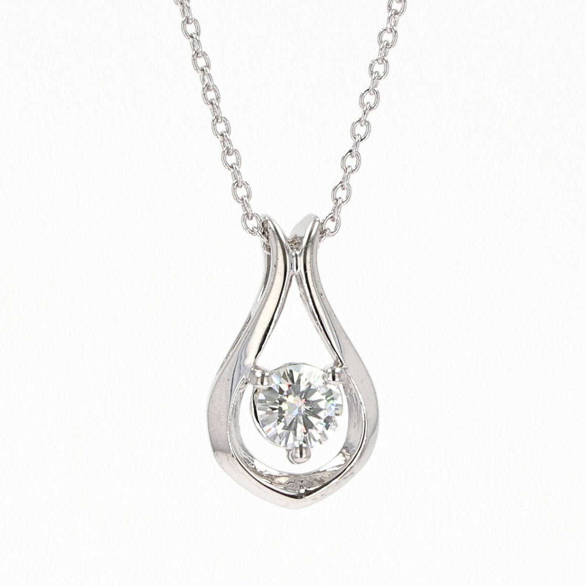0.33 CTW DEW Round Moissanite Drop Pendant in Sterling Silver