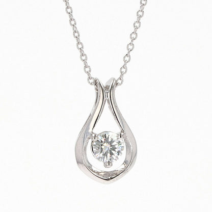 0.33 CTW DEW Round Moissanite Drop Pendant in Sterling Silver