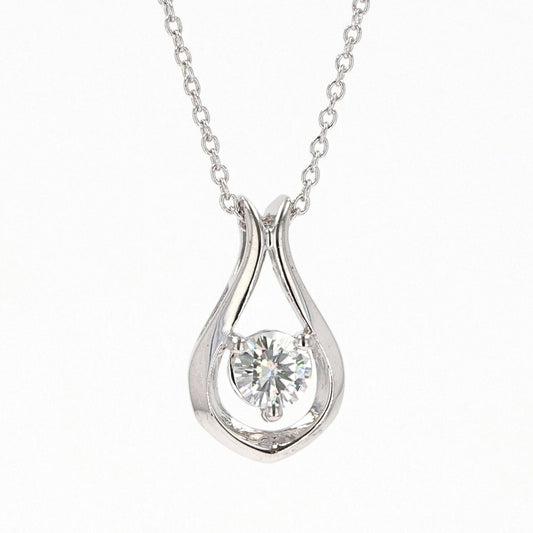 0.33 CTW DEW Round Moissanite Drop Pendant in Sterling Silver