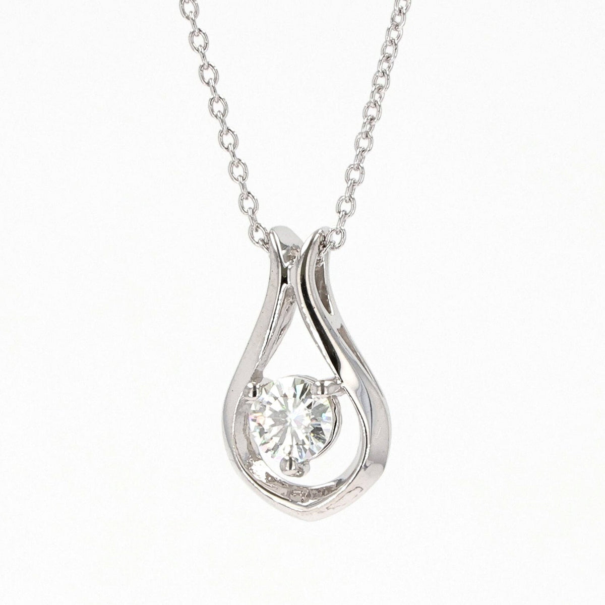 0.33 CTW DEW Round Moissanite Drop Pendant in Sterling Silver