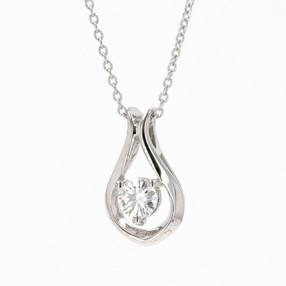 0.33 CTW DEW Round Moissanite Drop Pendant in Sterling Silver