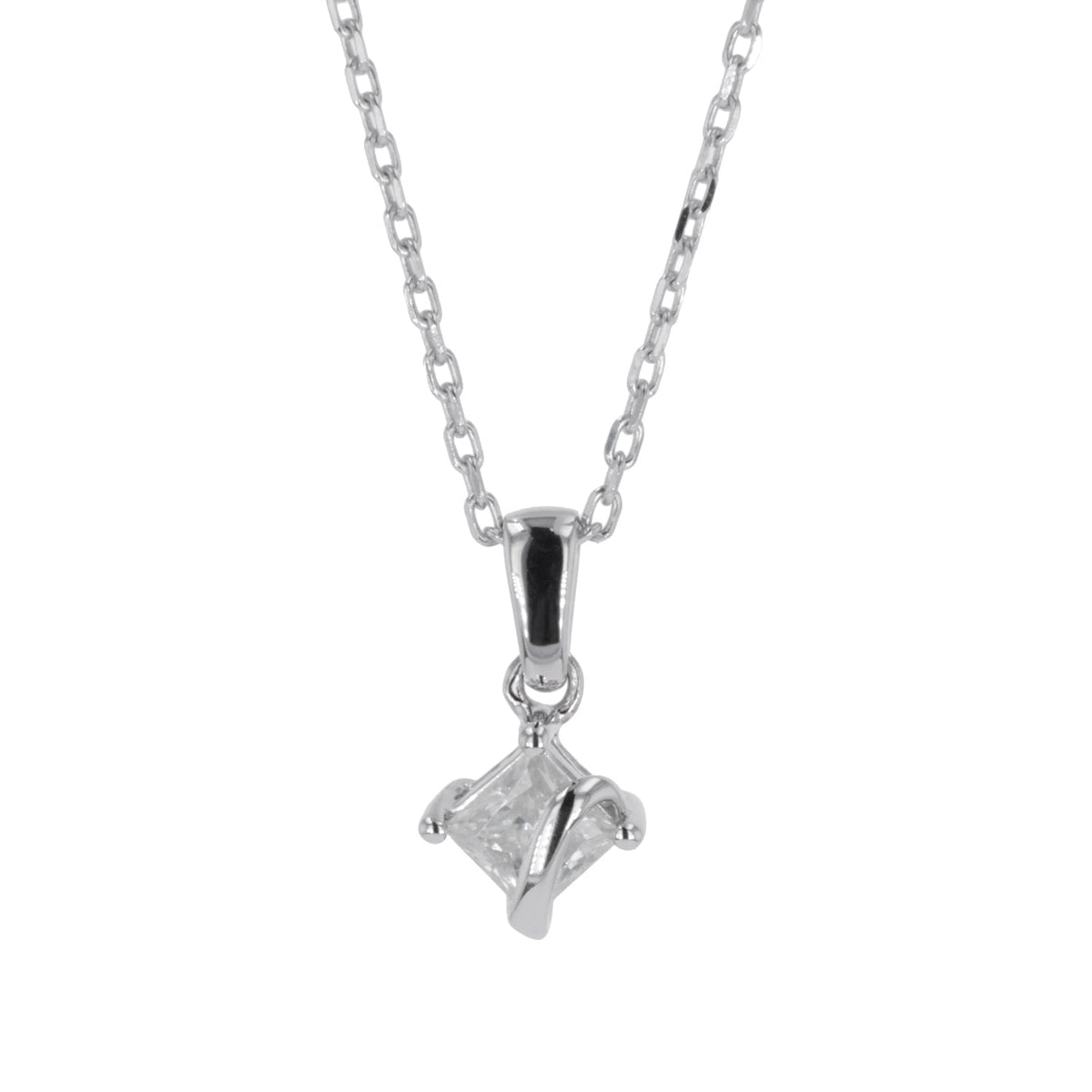 0.37 CTW DEW Square Moissanite Fashion Pendant in Sterling Silver
