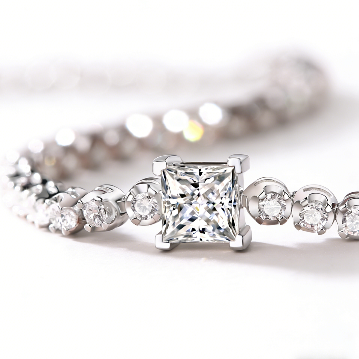 1CT Moissanite Cube Bracelet S925 Sterling Silver
