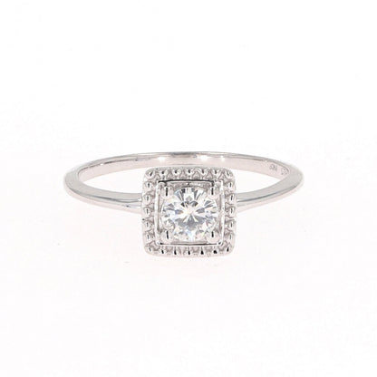 0.33 CTW DEW Round Moissanite Milgrain Geometric Fashion Ring in Sterling Silver