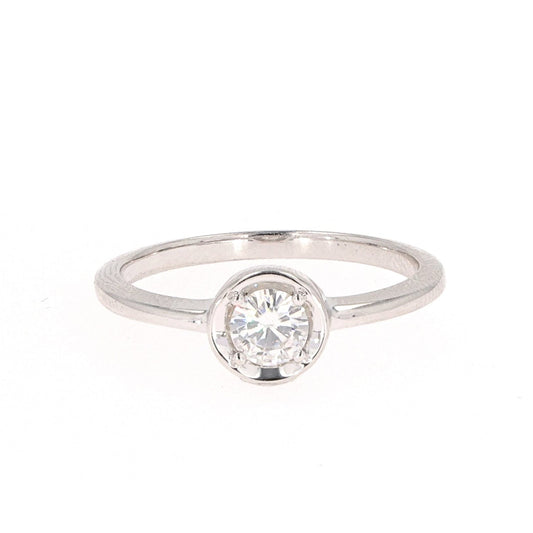 0.33 CTW DEW Round Moissanite Bezel Ring in Sterling Silver