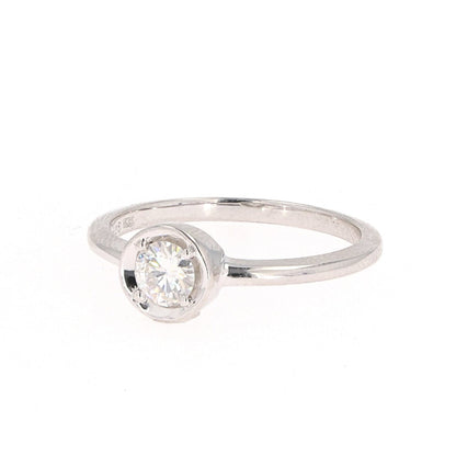 0.33 CTW DEW Round Moissanite Bezel Ring in Sterling Silver