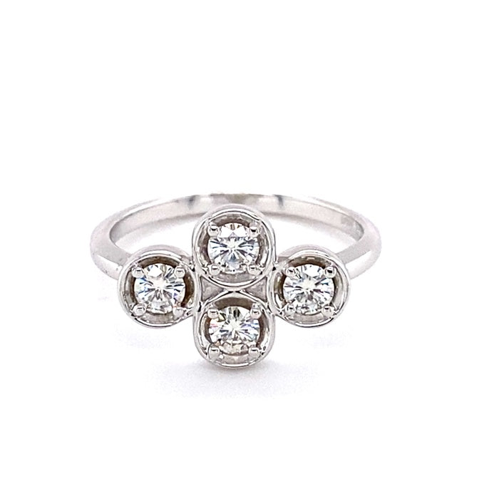 0.52 CTW DEW Round Moissanite Cluster Fashion Ring in Sterling Silver