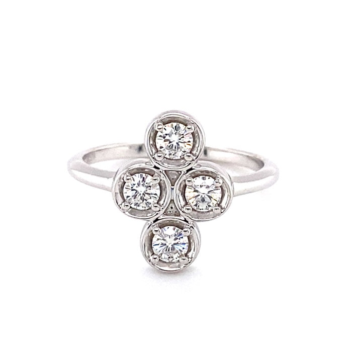 0.52 CTW DEW Round Moissanite Cluster Fashion Ring in Sterling Silver
