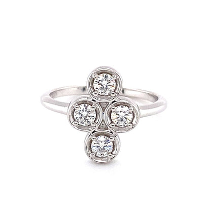 0.52 CTW DEW Round Moissanite Cluster Fashion Ring in Sterling Silver