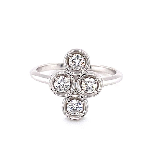 0.52 CTW DEW Round Moissanite Cluster Fashion Ring in Sterling Silver