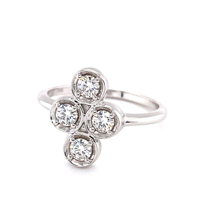 0.52 CTW DEW Round Moissanite Cluster Fashion Ring in Sterling Silver
