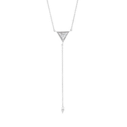 0.70 CTW DEW Triangle Moissanite Bezel Drop Necklace in Sterling Silver
