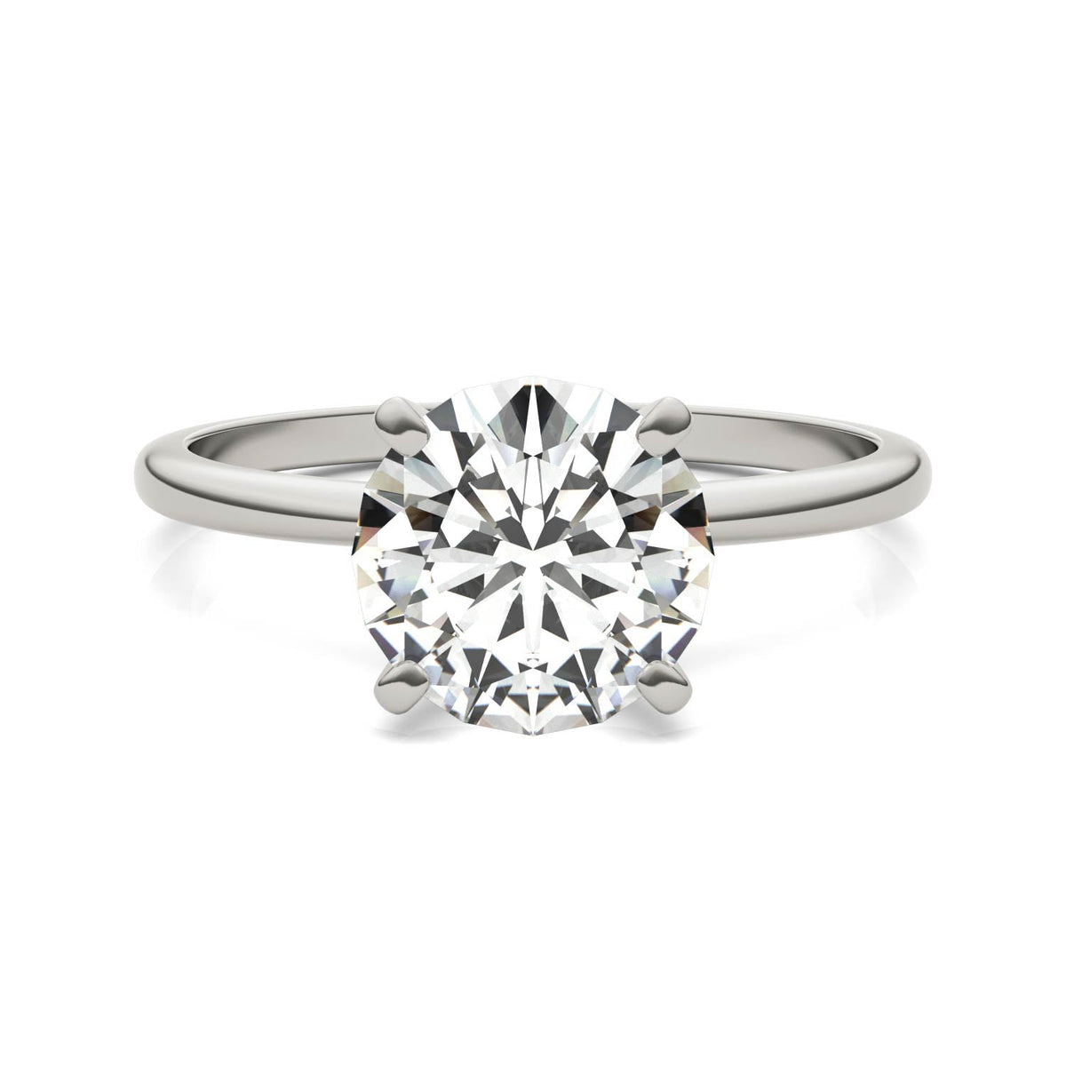 1.90 CTW DEW Round Moissanite Solitaire Engagement Ring in 14K White Gold