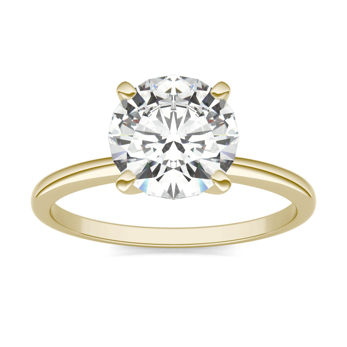 1.90 CTW DEW Round Moissanite Solitaire Engagement Ring in 14K Yellow Gold
