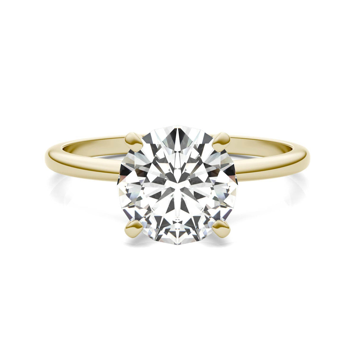 1.90 CTW DEW Round Moissanite Solitaire Engagement Ring in 14K Yellow Gold
