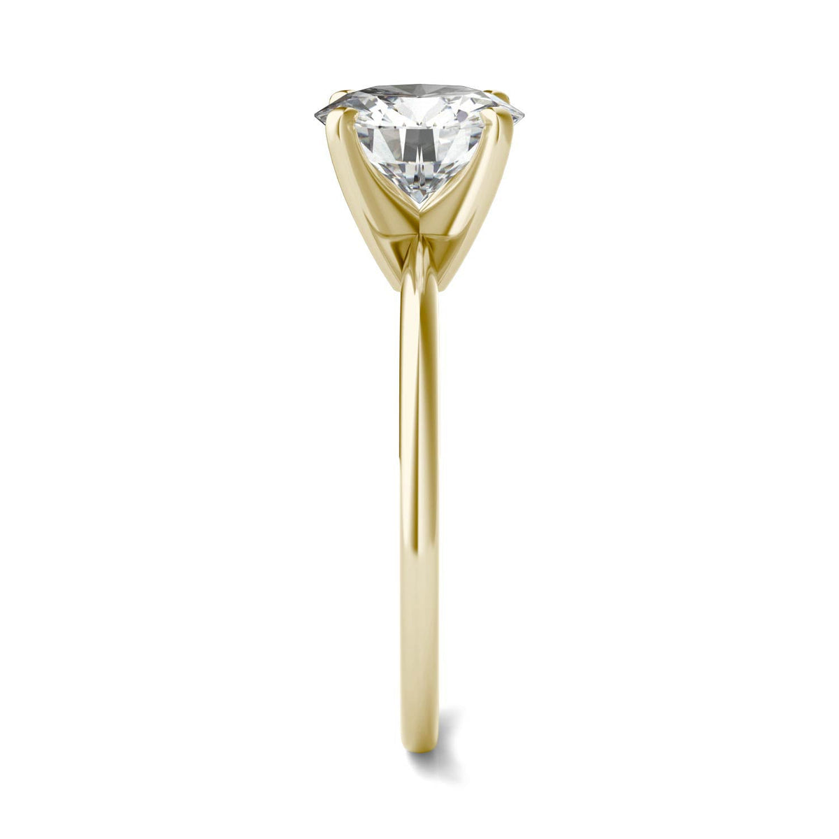 1.90 CTW DEW Round Moissanite Solitaire Engagement Ring in 14K Yellow Gold