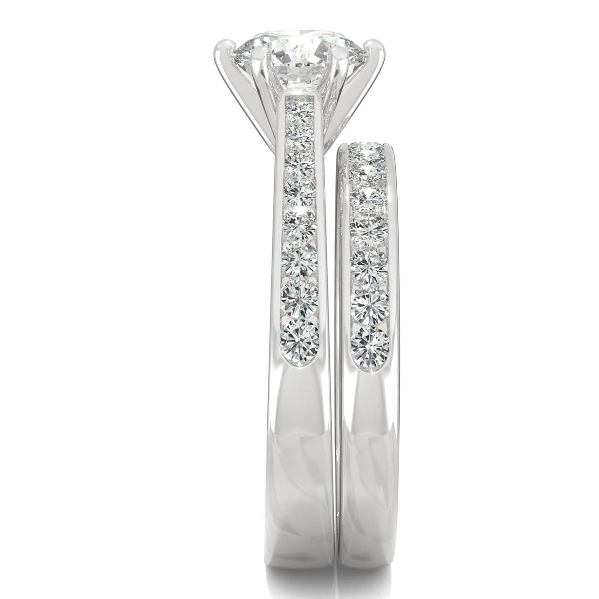 1.64 CTW DEW Round Moissanite Bridal Set in 14K White Gold