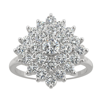 1.12 CTW DEW Round Moissanite Fashion Ring in 14K White Gold