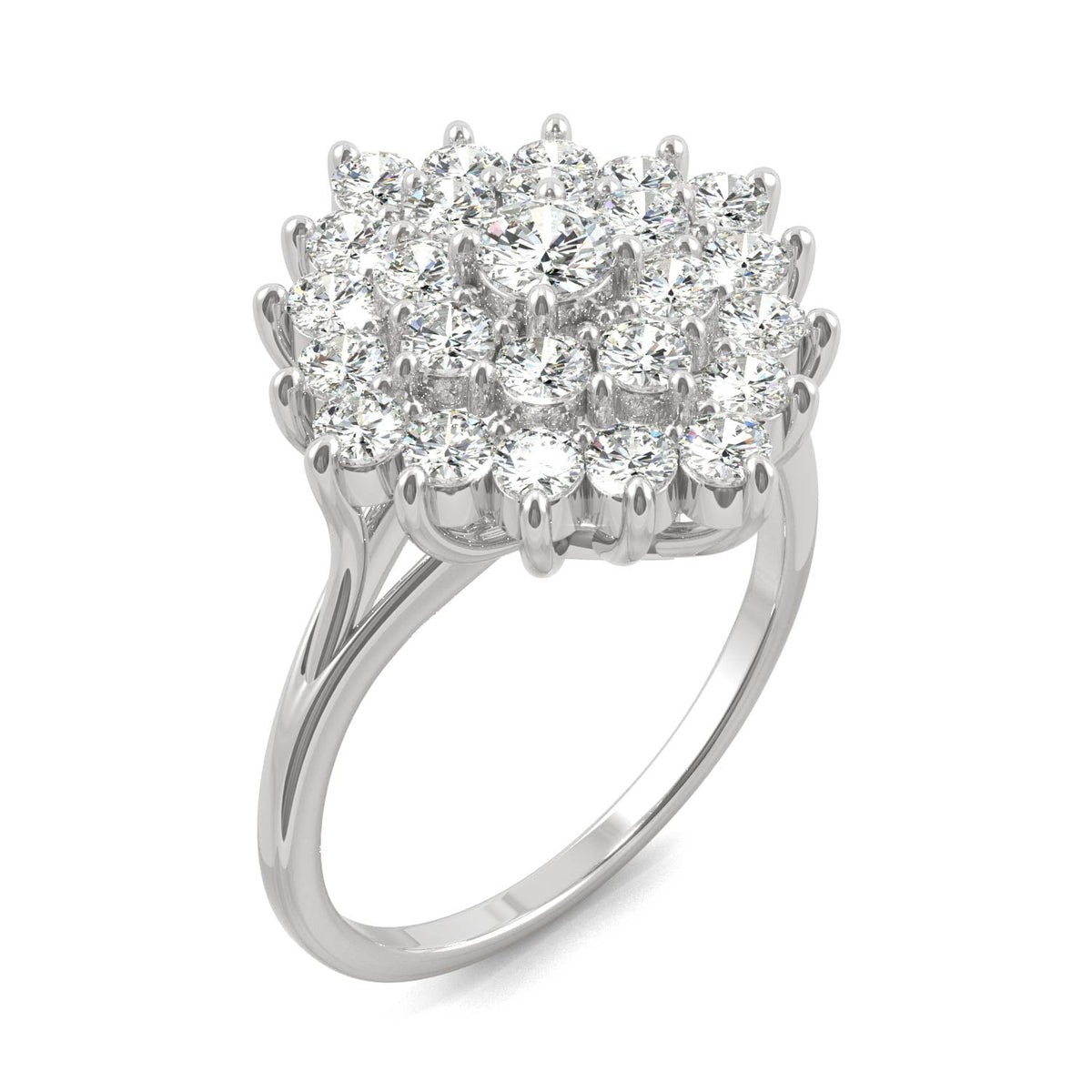 1.12 CTW DEW Round Moissanite Fashion Ring in 14K White Gold