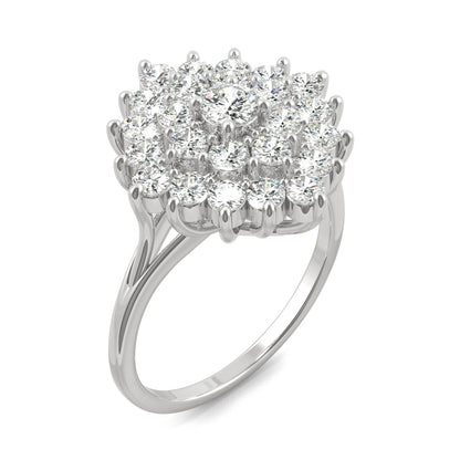 1.12 CTW DEW Round Moissanite Fashion Ring in 14K White Gold