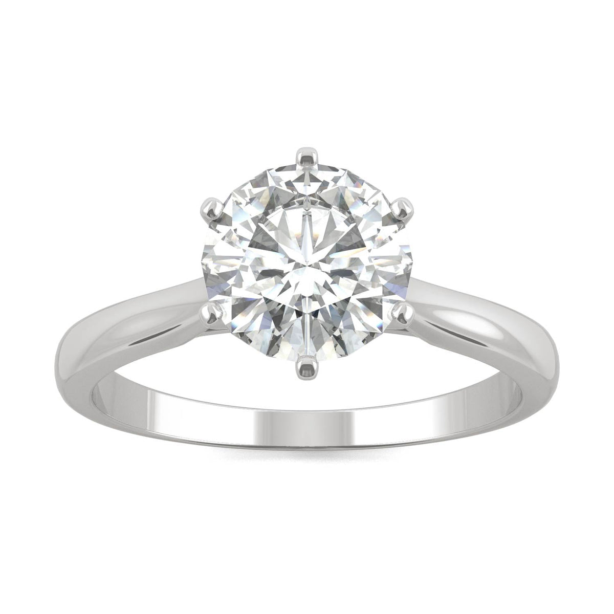 1.50 CTW DEW Round Moissanite Six-Prong Solitaire Engagement Ring in 14K White Gold