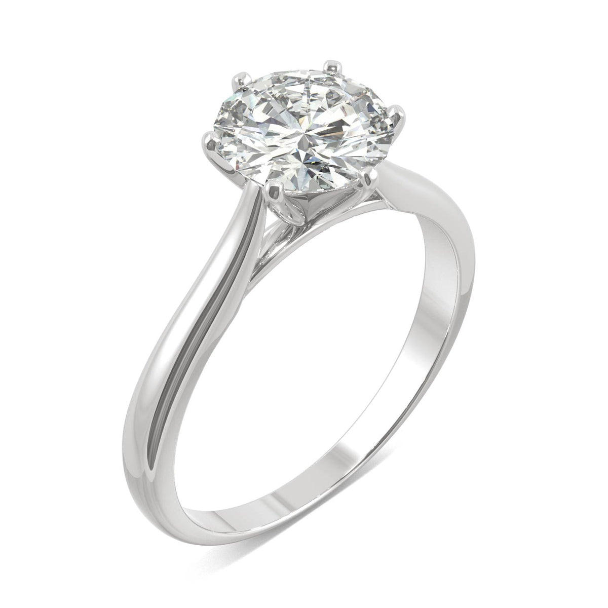 1.50 CTW DEW Round Moissanite Six-Prong Solitaire Engagement Ring in 14K White Gold