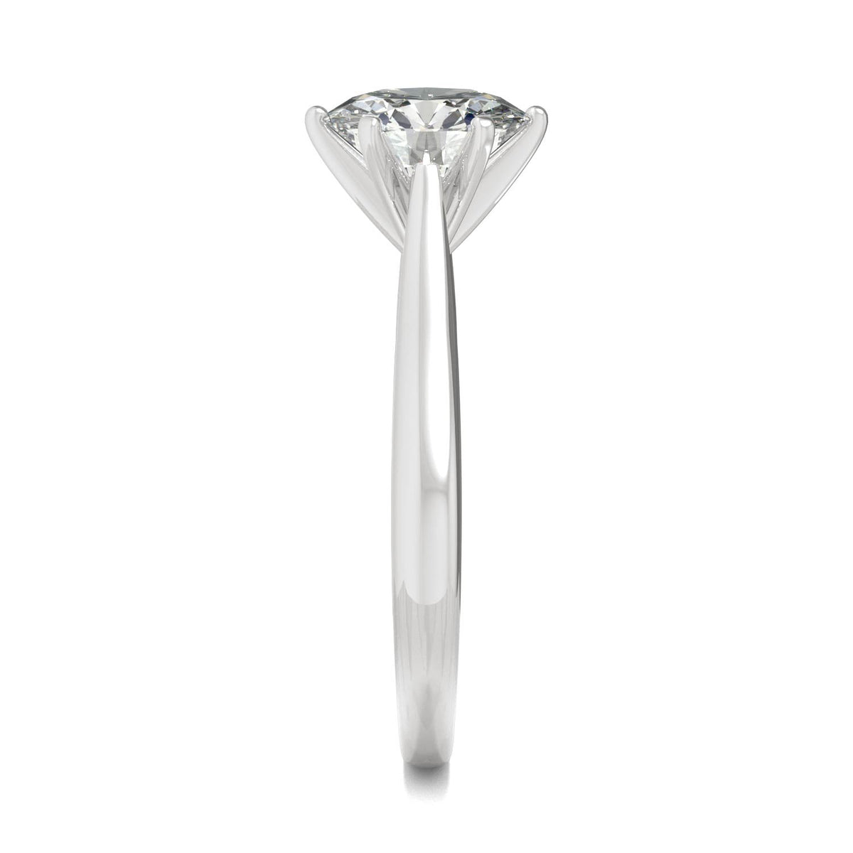 1.50 CTW DEW Round Moissanite Six-Prong Solitaire Engagement Ring in 14K White Gold