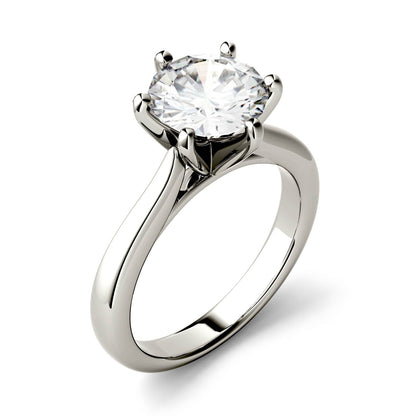 1.90 CTW DEW Round Moissanite Solitaire Engagement Ring in 14K White Gold