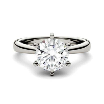 1.90 CTW DEW Round Moissanite Solitaire Engagement Ring in 14K White Gold