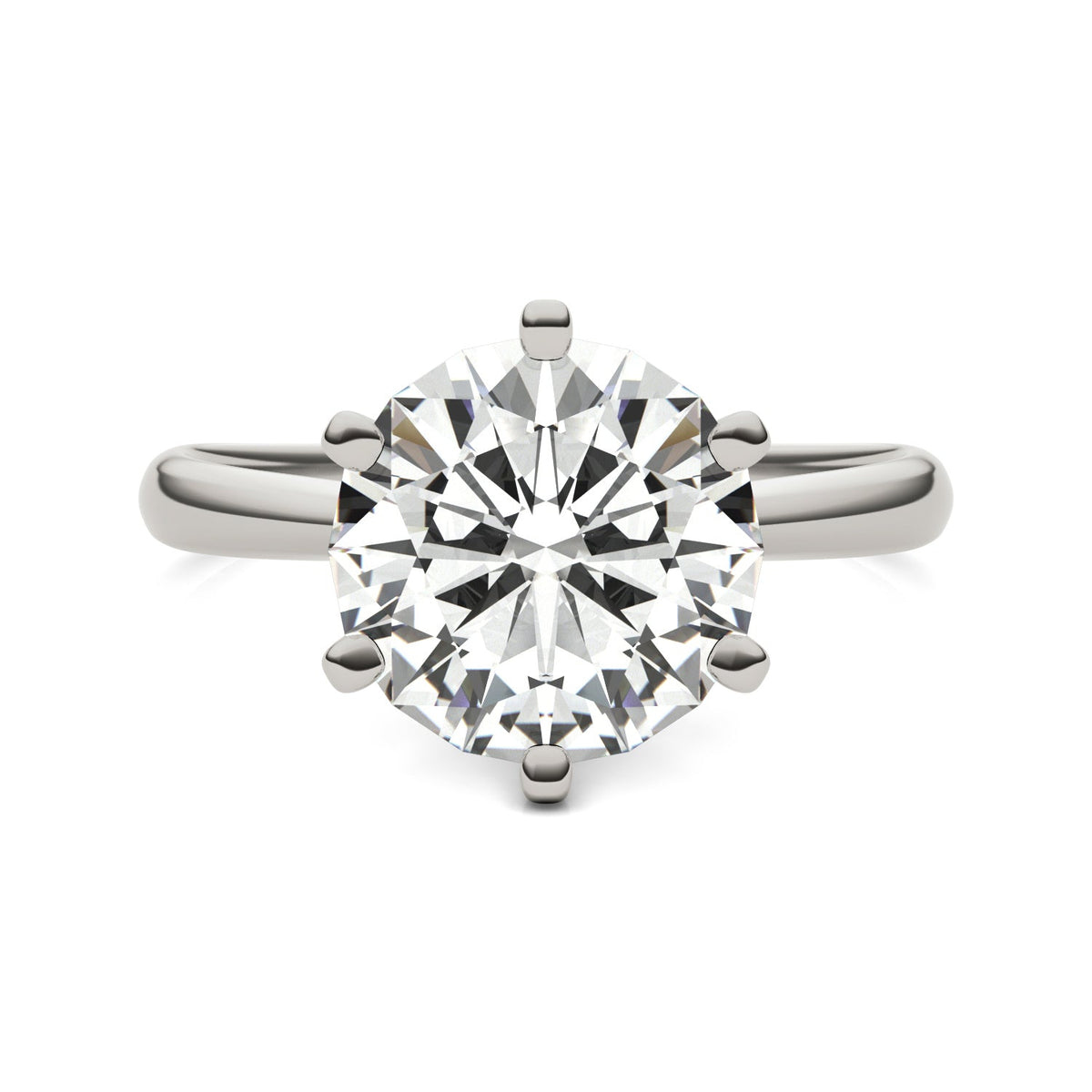 3.10 CTW DEW Round Moissanite Solitaire Ring in 14K White Gold