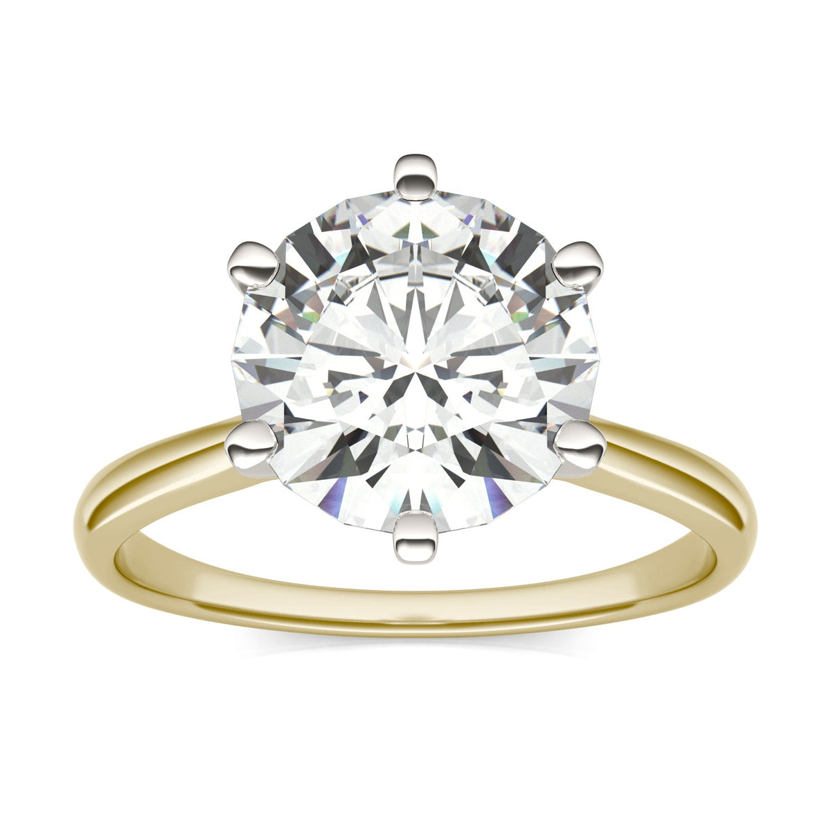 3.10 CTW DEW Round Moissanite Solitaire Ring in 14K Two-Tone Gold