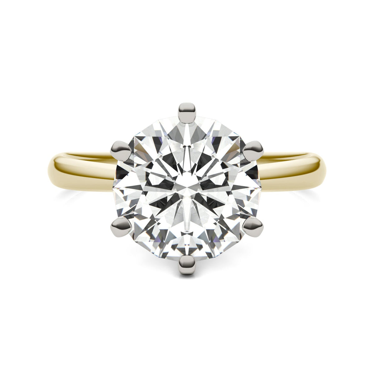 3.10 CTW DEW Round Moissanite Solitaire Ring in 14K Two-Tone Gold