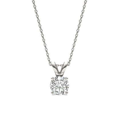 1.00 CTW DEW Round Moissanite Solitaire Pendant in 14K White Gold