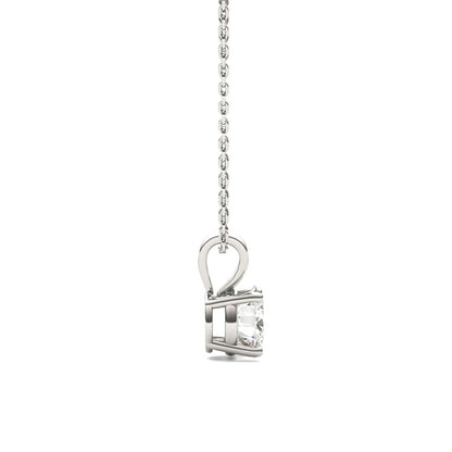 1.00 CTW DEW Round Moissanite Solitaire Pendant in 14K White Gold