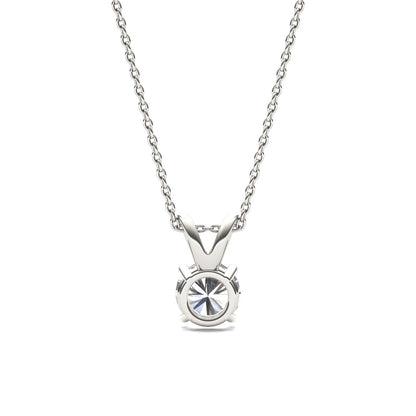 1.00 CTW DEW Round Moissanite Solitaire Pendant in 14K White Gold