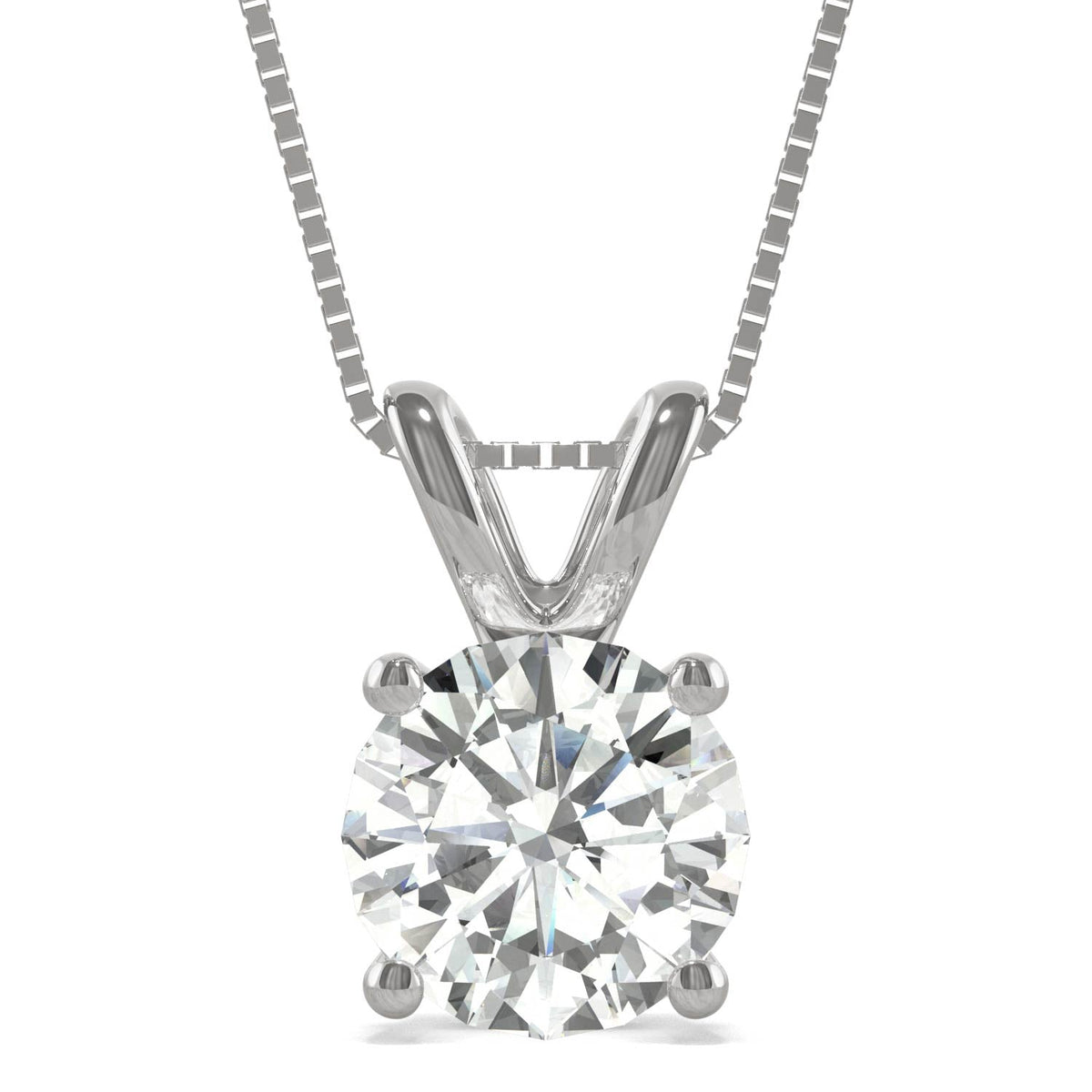 3.10 CTW DEW Round Moissanite Basket Pendant in 14K White Gold