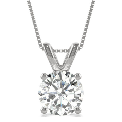 3.10 CTW DEW Round Moissanite Basket Pendant in 14K White Gold