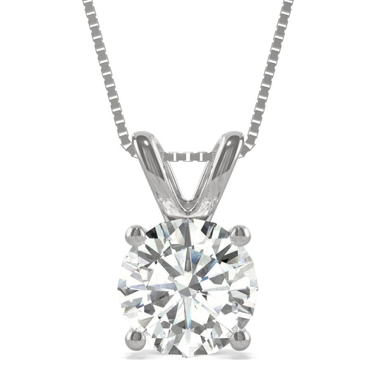 3.10 CTW DEW Round Moissanite Basket Pendant in 14K White Gold