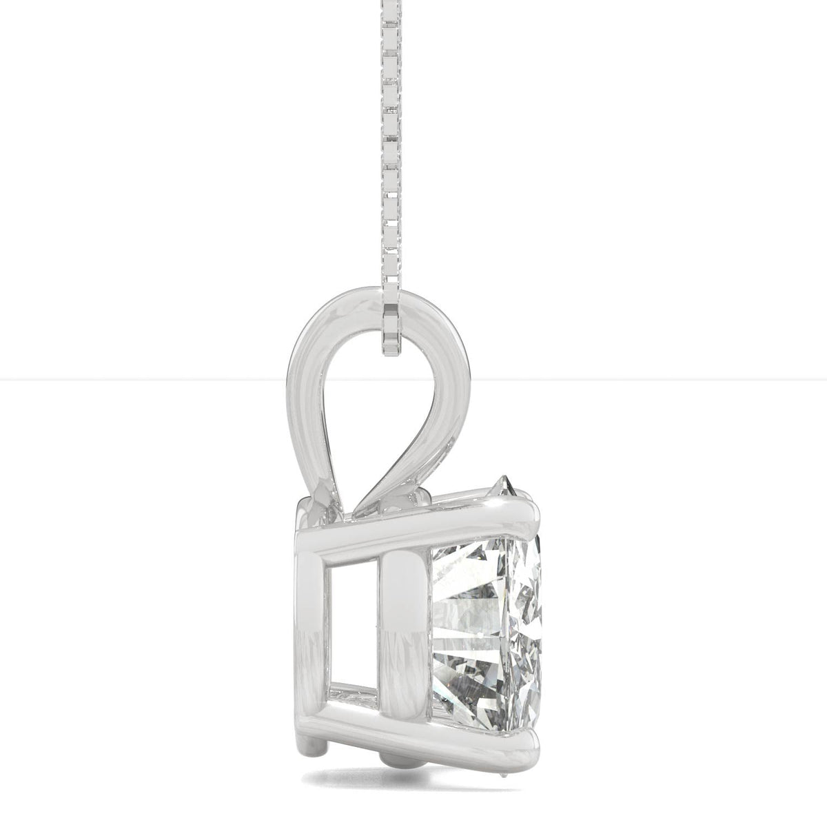 3.10 CTW DEW Round Moissanite Basket Pendant in 14K White Gold