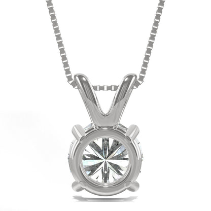 3.10 CTW DEW Round Moissanite Basket Pendant in 14K White Gold