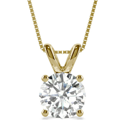 3.10 CTW DEW Round Moissanite Basket Pendant in 14K Yellow Gold
