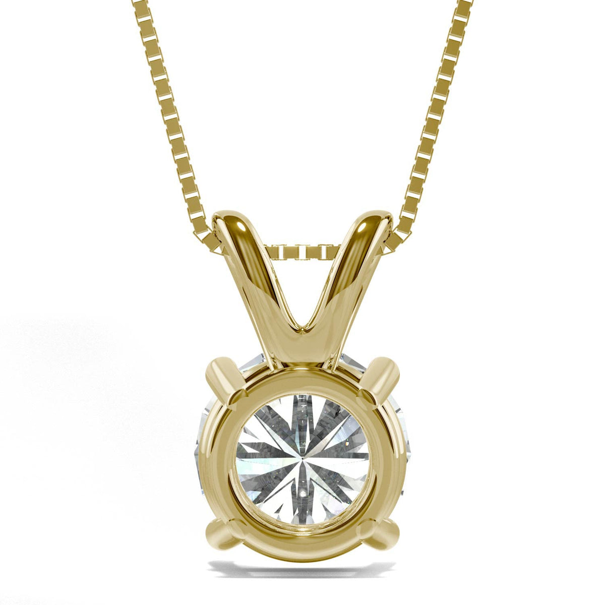 3.10 CTW DEW Round Moissanite Basket Pendant in 14K Yellow Gold