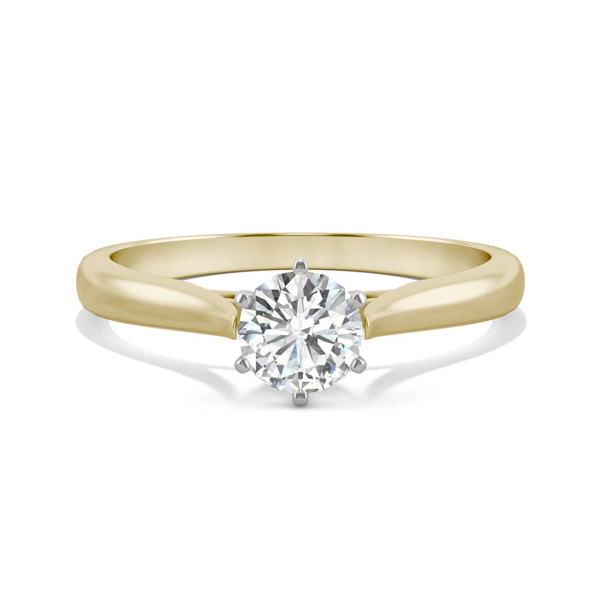 0.50 CTW DEW Round Moissanite Engagement Ring in 14K Two-Toned Gold