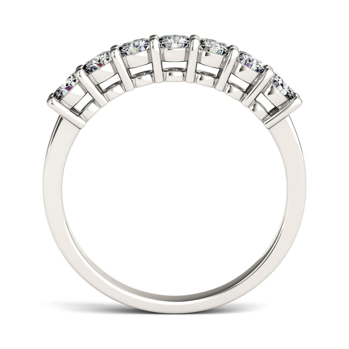 0.70 CTW DEW Round Moissanite Seven-Stone Anniversary Band in 14K White Gold