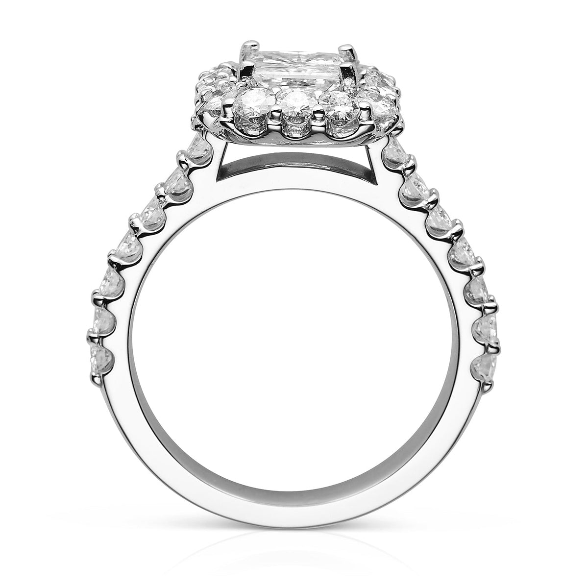 1.98 CTW DEW Square Moissanite Halo Ring in 14K White Gold