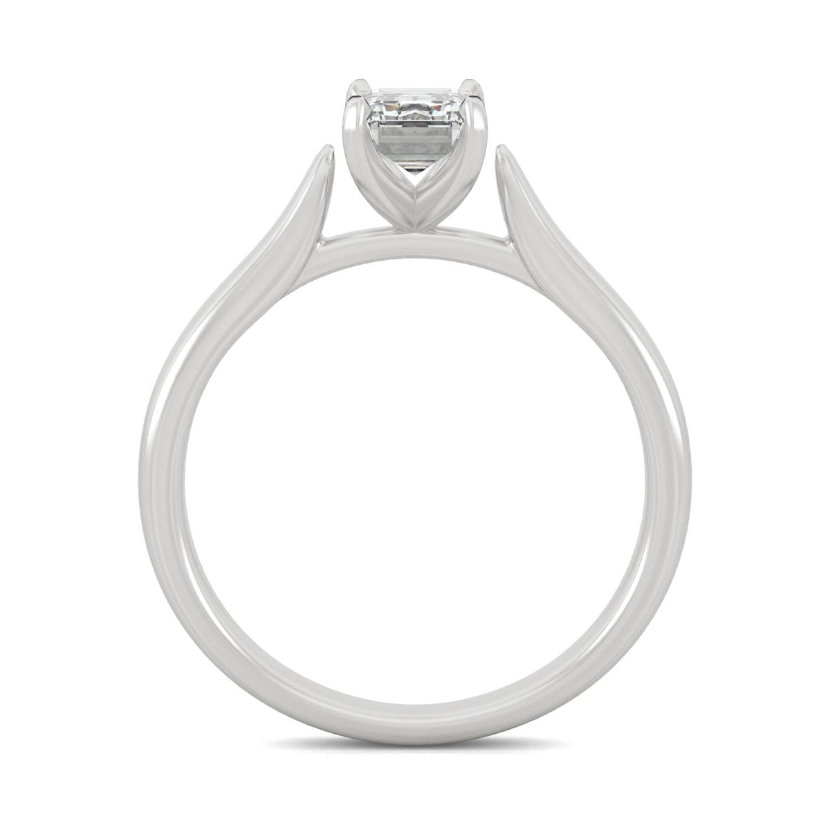 1.00 CTW DEW Emerald Moissanite Solitaire Ring in 14K White Gold